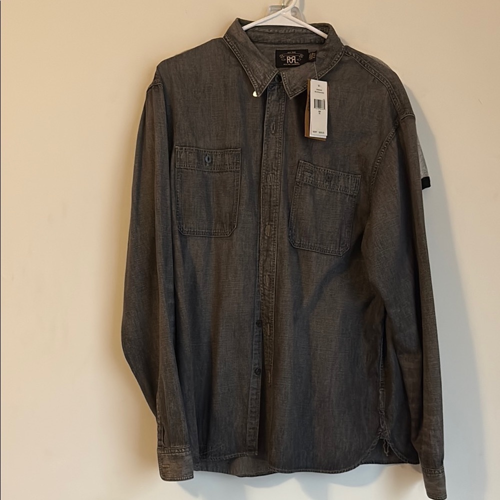 Double RL Gray Denim Button-Up Shirt